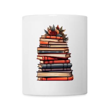 Stack of Books - Reading, Knowledge and Imagination. - Mug - white - Front