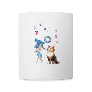 Sweet fairy is playing with cute cat - Mug - white - Front
