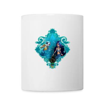 Douce sirène jouant avec une jolie tortue - Mug blanc - blanc - Devant