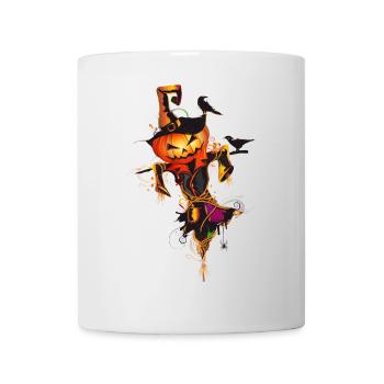 Halloween scarecrow pumpkin face in autumn - Mug - white - Front