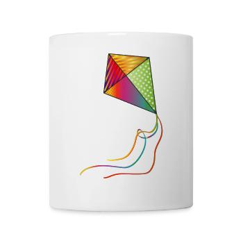 bunter Drachen fliegt mit bunten Bänder im Herbst - Tasse - Weiß - Vorne