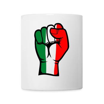 Drapeau de l’Italie Symbole de la main du poing - Mug blanc - blanc - Devant