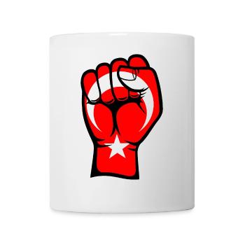 Türkei Flagge Faust Hand Symbol - Tasse - Weiß - Vorne