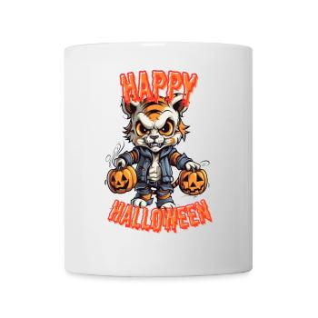 Tigre effrayant avec des citrouilles d’Halloween - Mug blanc - blanc - Devant
