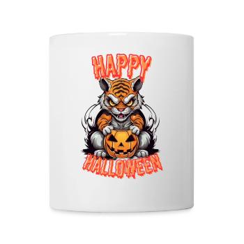 Tigres d’Halloween effrayants avec citrouille - Mug blanc - blanc - Devant