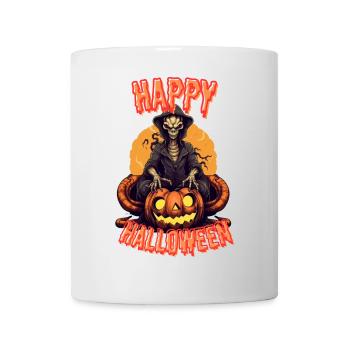 Gruseliger Kürbiskopf Halloween Spaß - Tasse - Weiß - Vorne
