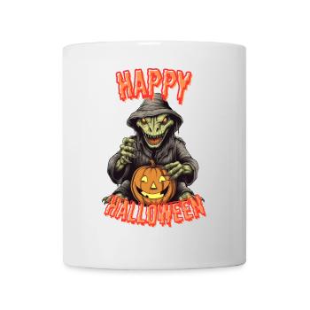 Spooky Halloween Wizard with Pumpkin - Mug - white - Front