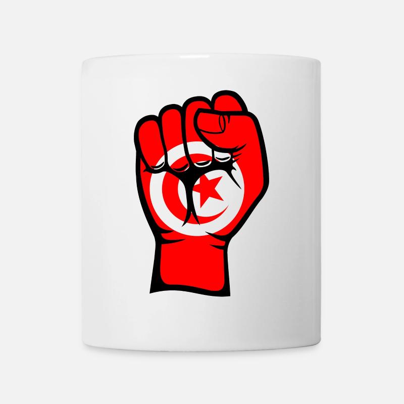 Drapeau de la Tunisie Poing Symbole de la Main - Mug blanc - blanc