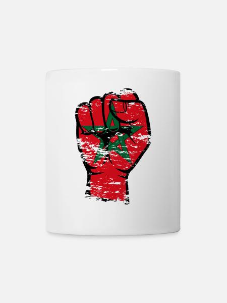 Drapeau du Maroc Poing Main Utilisé Symbole - Mug blanc - blanc