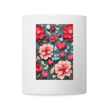 Des roses avec des cœurs - Mug blanc - blanc - Devant