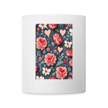 Des roses avec des cœurs - Mug blanc - blanc - Devant