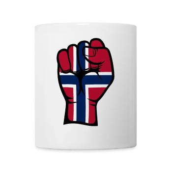 Norwegen Flagge Faust Hand Symbol - Tasse - Weiß - Vorne