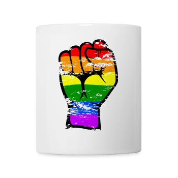 Regenbogenfarbe Flagge Hand Faust Symbol used - Tasse - Weiß - Vorne