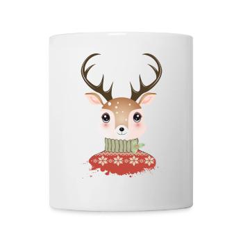 cute chic deer with christmas sweater - Mug - white - Front