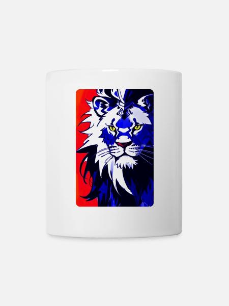 Blauer Löwe (Design1) - Tasse - Weiß