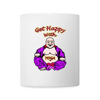 Fröhliche Buddha Yoga Illustration - Tasse - Weiß - Vorne