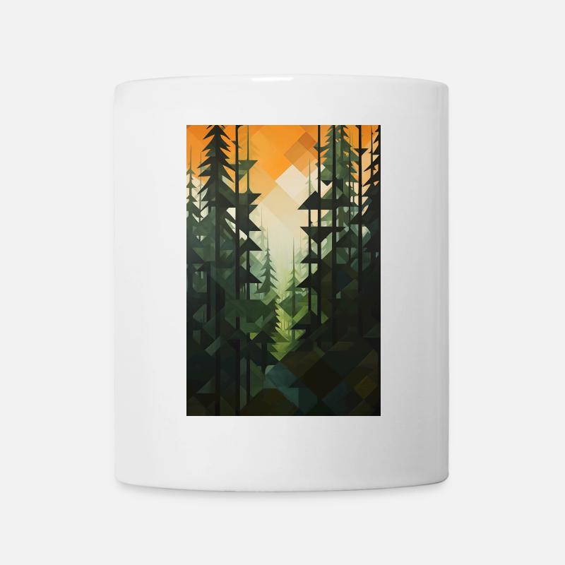 Waldlandschaft im geometrischen Stil - Tasse - Weiß
