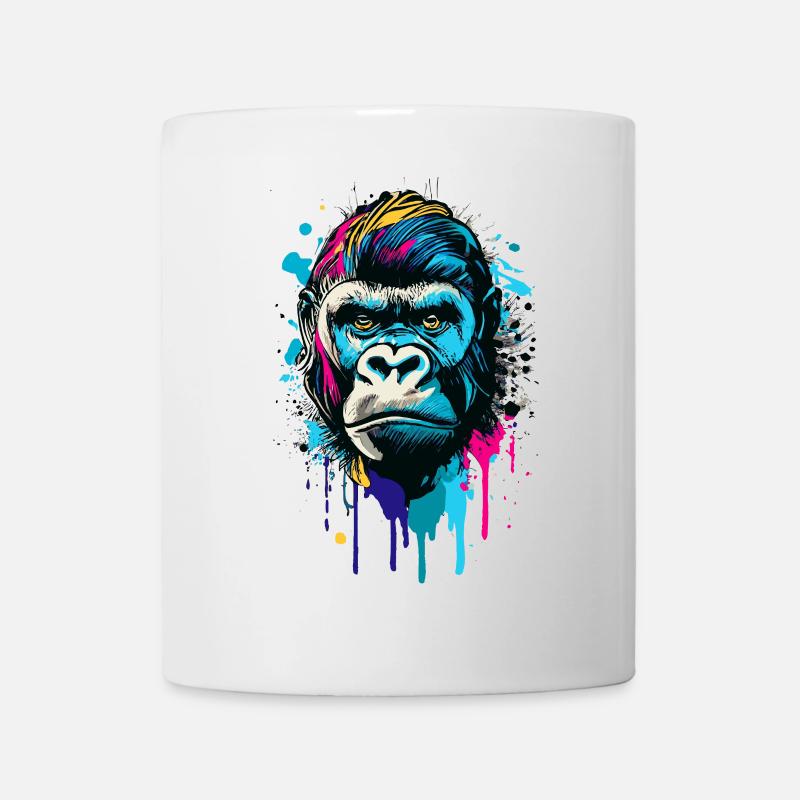Gorilla Farbenfroh - Bunter Gorilla Affe Gorillas - Tasse - Weiß