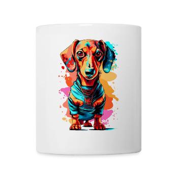 Dackel Bunt - Dachshund - Jagdhund - Dackel Farbig - Tasse - Weiß - Vorne