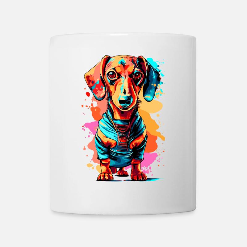 Teckel coloré - teckel - chien de chasse - teckel coloré - Mug blanc - blanc