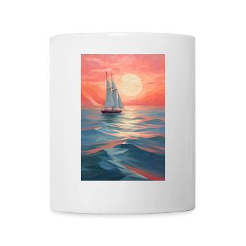 Maritime Landschaft im geometrischen Stil - Tasse - Weiß - Vorne