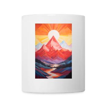 Berglandschaft mit Sonnenuntergang - Tasse - Weiß - Vorne