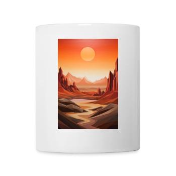 Wüstenlandschaft mit Sonnenuntergang - Tasse - Weiß - Vorne