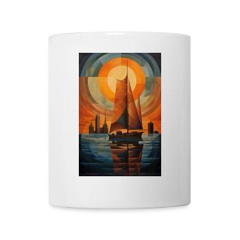 Maritime Landschaft im geometrischen Stil - Tasse - Weiß - Vorne