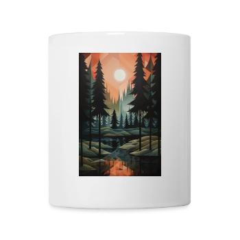 Waldlandschaft im geometrischen Stil - Tasse - Weiß - Vorne