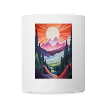 Berglandschaft mit Sonnenuntergang - Tasse - Weiß - Vorne