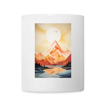 Berglandschaft mit Sonnenuntergang - Tasse - Weiß - Vorne