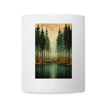Waldlandschaft im geometrischen Stil - Tasse - Weiß - Vorne