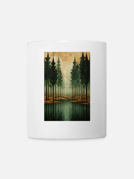 Paysage de Forêt dans un style géométrique - Mug blanc - blanc