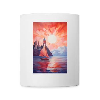 Maritime Landschaft im geometrischen Stil - Tasse - Weiß - Vorne