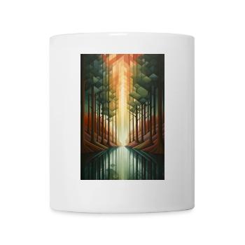 Waldlandschaft im geometrischen Stil - Tasse - Weiß - Vorne