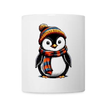 Pingouin avec bonnet et écharpe en laine - Mug blanc - blanc - Devant