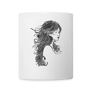 Fille aux cheveux noirs - Mug blanc - blanc - Devant