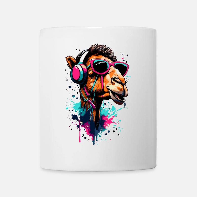Dromadaire Camel Coloré avec Casque - DJ Camel - Mug blanc - blanc