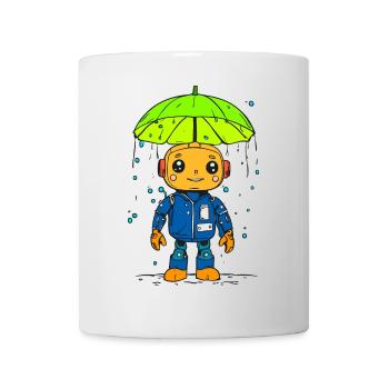 Kleiner Roboter im Regen - Tasse - Weiß - Vorne