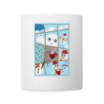 Qu'est-ce qui rend heureux un bonhomme de neige - Mug blanc - blanc - Devant