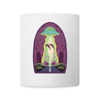 Man and Woman being abducted by alien spacecraft - Mug - white - Front