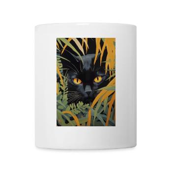 Cute Black Cat Illustration - Mug - white - Front