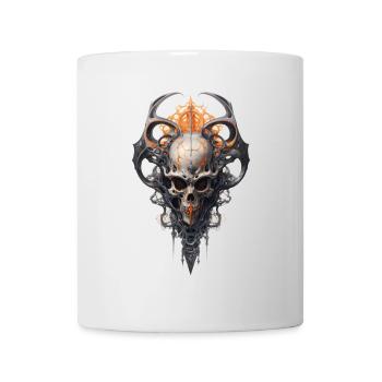 Dark Fantasy Schädel Wappen Symbol Shirt - Tasse - Weiß - Vorne