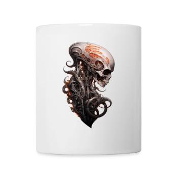 Alien Schädel Wirbelsäule Dark Fantasy Shirt - Tasse - Weiß - Vorne