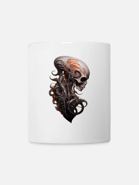Alien Skull Spine Dark Fantasy Shirt - Mug - white