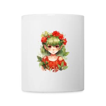 Little Elf Green Hair Floral Fantasy Shirt - Mug - white - Front