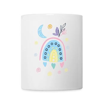 Pastellfarbener Regenbogen-Doodle-Bogen - Tasse - Weiß - Vorne