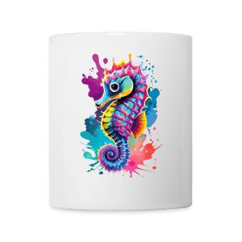 Seepferd Farbenfroh - Hippocampus Seepferdchen - Tasse - Weiß - Vorne