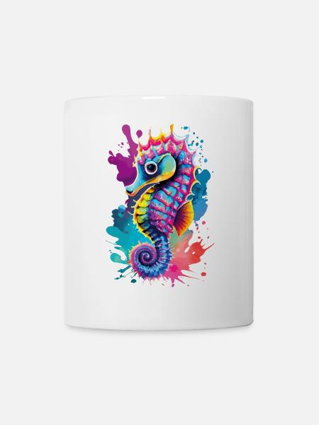 Seepferd Farbenfroh - Hippocampus Seepferdchen - Tasse - Weiß