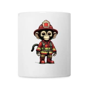 Little firefighter monkey with outfit - Mug - white - Front